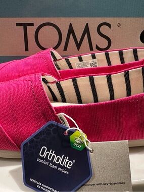 TOMS Hot Pink Canvas Slip-On Moccasins
